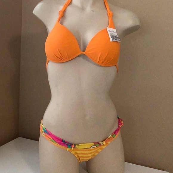 Recco Size M Brazilian Stripes & Flowers & Zuliana Orange Sarong New With Tags - Picture 2 of 14